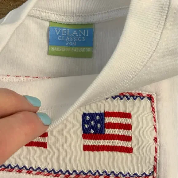 Velani Classics Smocked American‎ Flag shirt size 24mo. - Picture 2 of 3